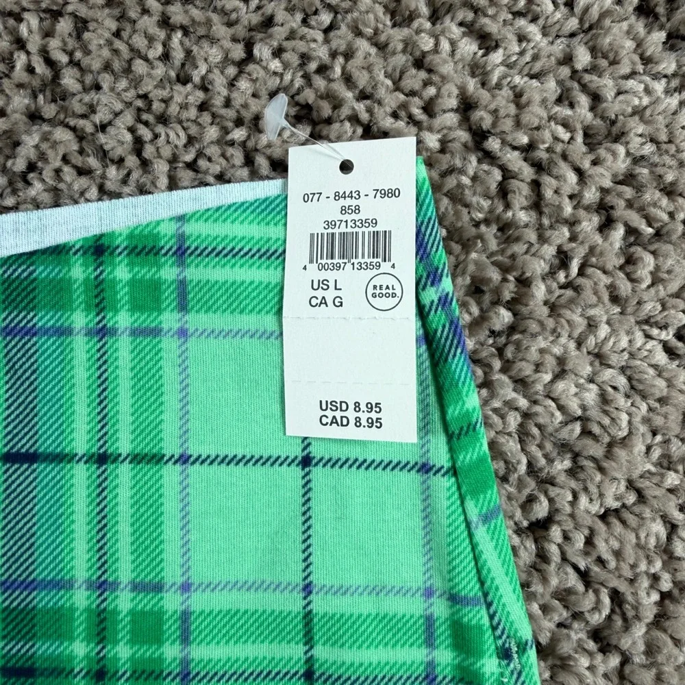 Aerie NWT Cheeky‎ Underwear Green Plaid Cotton Blend Large intimates panty women